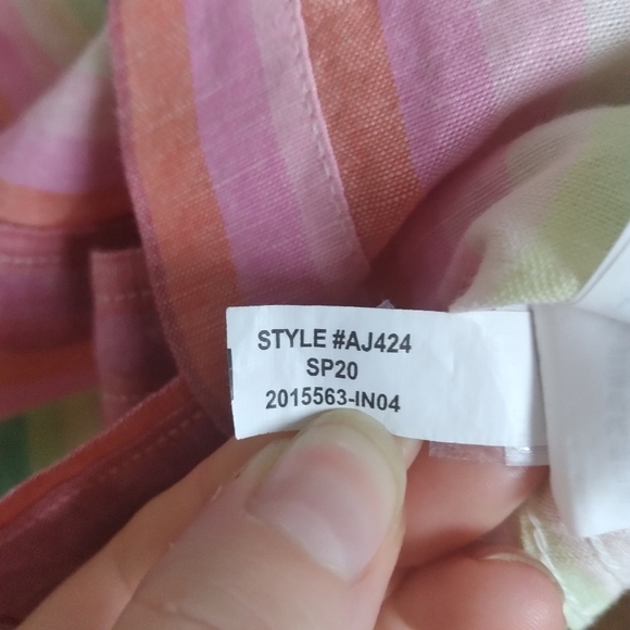 J. Crew Classic Fit Boyfriend Button Front Linen Blend Shirt in Rainbow Stripe - Picture 10 of 11